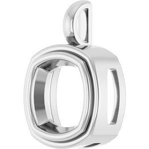 14K White Gold 11x11 mm Cushion Charm/Pendant Mounting – image 4