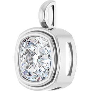18K X1 White Gold 11x11 mm Cushion Charm/Pendant Mounting – image 3