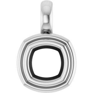 18K Palladium White Gold 5x5 mm Cushion Charm/Pendant Mounting – image 2