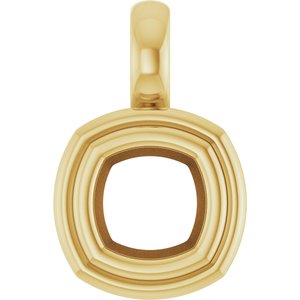 14K Yellow Gold 5x5 mm Cushion Charm/Pendant Mounting – image 2