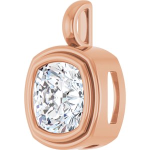 14K Rose Gold 10x10 mm Cushion Charm/Pendant Mounting – image 3