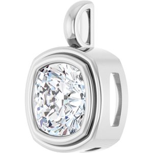 10K White Gold 10x10 mm Cushion Charm/Pendant Mounting – image 3