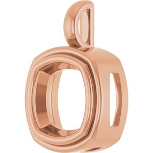 14K Rose Gold 10x10 mm Cushion Charm/Pendant Mounting – image 4