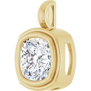 14K Yellow Gold 10x10 mm Cushion Charm/Pendant Mounting – image 3