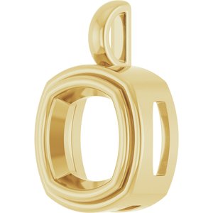 14K Yellow Gold 10x10 mm Cushion Charm/Pendant Mounting – image 4