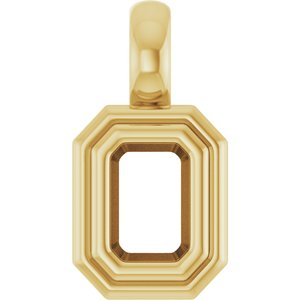18K Yellow Gold 4.5x3 mm Emerald Charm/Pendant Mounting – image 2