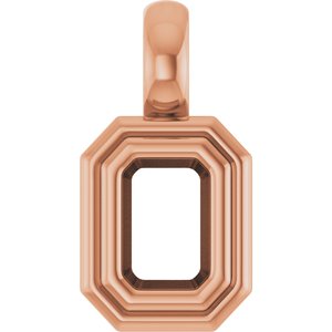 18K Rose Gold 4.5x3 mm Emerald Charm/Pendant Mounting – image 2