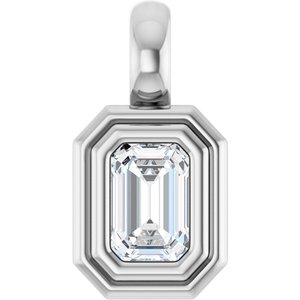 14K X1 White Gold 4.5x3 mm Emerald Charm/Pendant Mounting