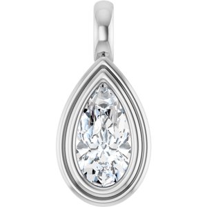 14K White Gold 10.5x5.5 mm Pear Charm/Pendant Mounting