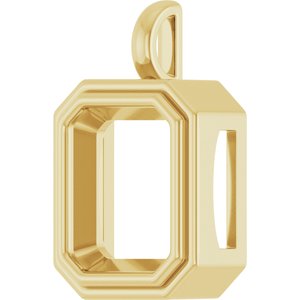 14K Yellow Gold 15x13 mm Emerald Charm/Pendant Mounting – image 4