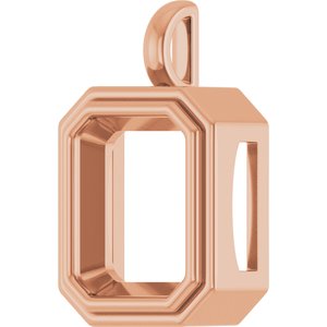 18K Rose Gold 15x13 mm Emerald Charm/Pendant Mounting – image 4