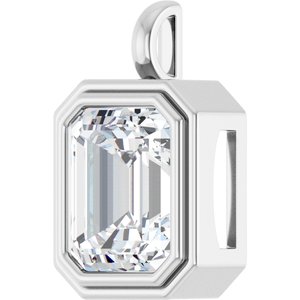 Sterling Silver 15x13 mm Emerald Charm/Pendant Mounting – image 3