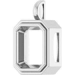 Sterling Silver 15x13 mm Emerald Charm/Pendant Mounting – image 4