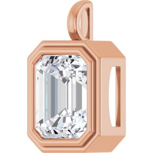 18K Rose Gold 15x13 mm Emerald Charm/Pendant Mounting – image 3