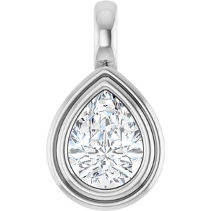 10K White Gold 8x6 mm Pear Charm/Pendant Mounting