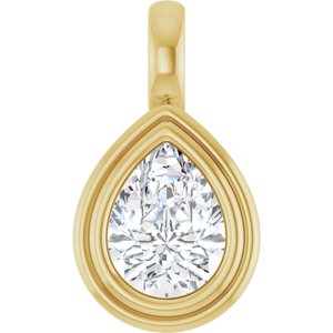 18K Yellow Gold 8x6 mm Pear Charm/Pendant Mounting
