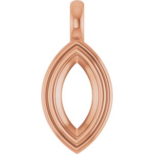 10K Rose Gold 10.5x5.5 mm Marquise Charm/Pendant Mounting – image 2