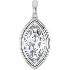 18K X1 White Gold 10.5x5.5 mm Marquise Charm/Pendant Mounting