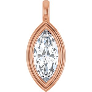 18K Rose Gold 15x7 mm Marquise Charm/Pendant Mounting