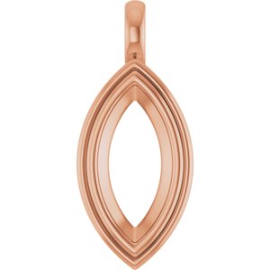 18K Rose Gold 15x7 mm Marquise Charm/Pendant Mounting – image 2