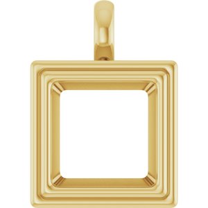 18K Yellow Gold 12x12 mm Square Charm/Pendant Mounting – image 2