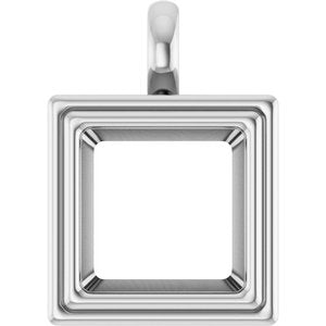 Sterling Silver 12x12 mm Square Charm/Pendant Mounting – image 2
