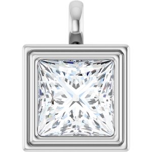 10K X1 White Gold 12x12 mm Square Charm/Pendant Mounting