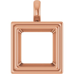 14K Rose Gold 12x12 mm Square Charm/Pendant Mounting – image 2