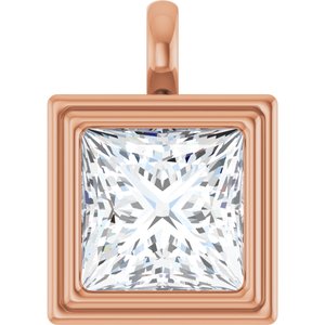 14K Rose Gold 12x12 mm Square Charm/Pendant Mounting