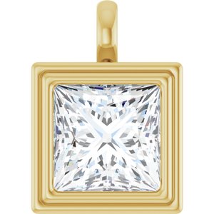 18K Yellow Gold 12x12 mm Square Charm/Pendant Mounting