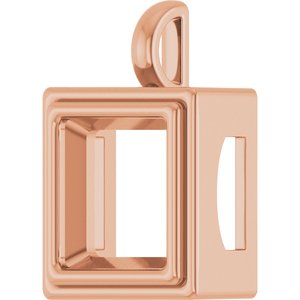 10K Rose Gold 12x12 mm Square Charm/Pendant Mounting – image 4