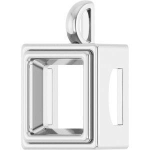 18K Palladium White Gold 12x12 mm Square Charm/Pendant Mounting – image 4