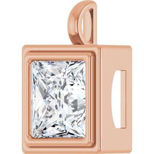 18K Rose Gold 12x12 mm Square Charm/Pendant Mounting – image 3