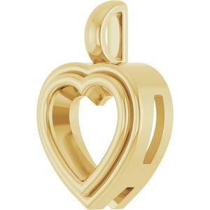 10K Yellow Gold 9x9 mm Heart Charm/Pendant Mounting – image 4