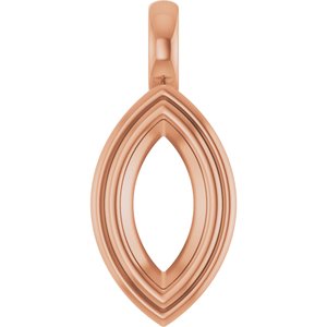 10K Rose Gold 10x5 mm Marquise Charm/Pendant Mounting – image 2