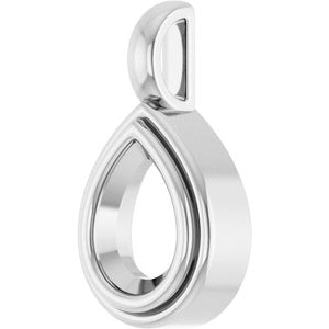 14K White Gold 8x6 mm Pear Charm/Pendant Mounting – image 4