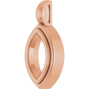 18K Rose Gold 9.5x5 mm Marquise Charm/Pendant Mounting – image 4