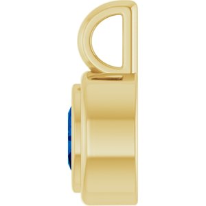14K Yellow Gold Lab-Grown Blue Sapphire Charm/Pendant – image 3