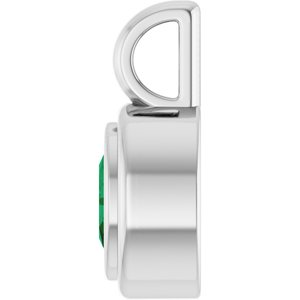 Sterling Silver Lab-Grown Emerald Charm/Pendant – image 3