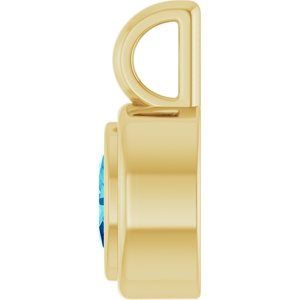 14K Yellow Gold Natural Blue Zircon Charm/Pendant – image 3