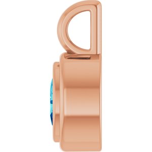 14K Rose Gold Natural Blue Zircon Charm/Pendant – image 3