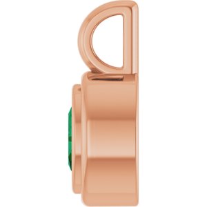 14K Rose Gold Lab-Grown Emerald Charm/Pendant – image 3