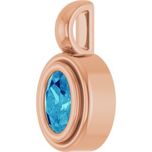 14K Rose Gold Natural Blue Zircon Charm/Pendant – image 2