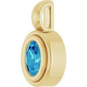 14K Yellow Gold Natural Blue Zircon Charm/Pendant – image 2