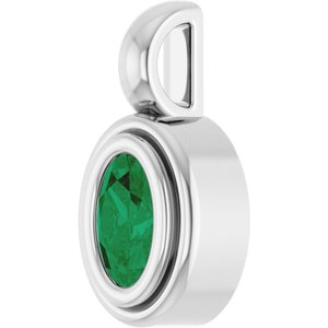 Sterling Silver Lab-Grown Emerald Charm/Pendant – image 2
