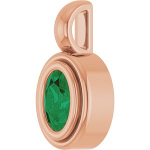 14K Rose Gold Natural Emerald Charm/Pendant – image 2