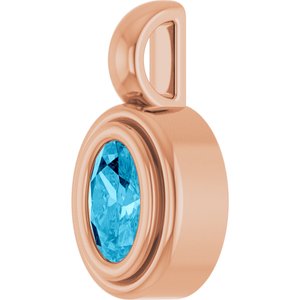 14K Rose Gold Natural Aquamarine Charm/Pendant – image 2