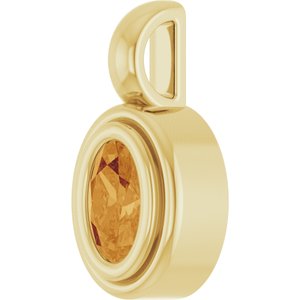 14K Yellow Gold Natural Citrine Charm/Pendant – image 2