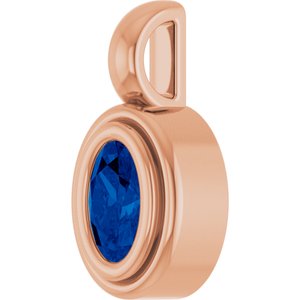 14K Rose Gold Lab-Grown Blue Sapphire Charm/Pendant – image 2