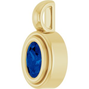 14K Yellow Gold Lab-Grown Blue Sapphire Charm/Pendant – image 2